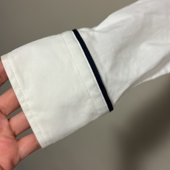 Banana Republic Collared Button Dress Shirt White w Black Piping Detail  2 P - Picture 4 of 7